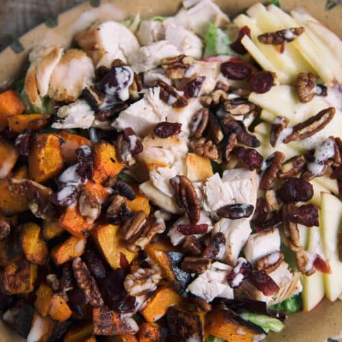 Chicken And Butternut Salad on a tray.